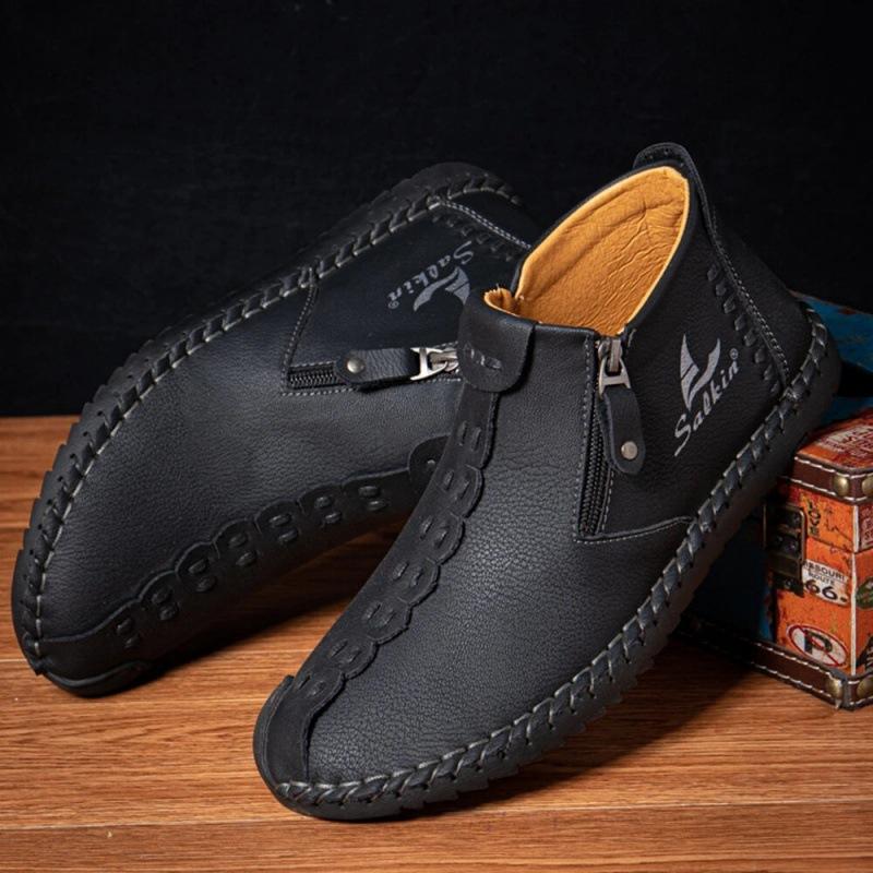 2021 autumn new high-top Martin boots are zipper handmade short boots men's large size foreign trade outdoor warm men's boots