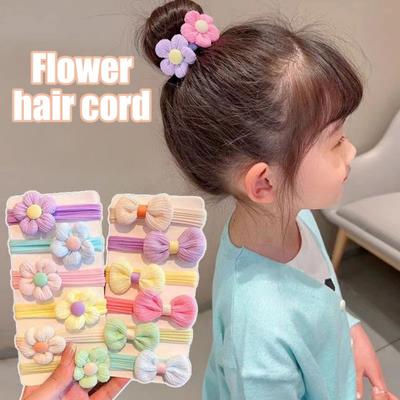 6/12Pcs Hair Rope High Elasticity Fabric Hair Rings Flower Bowknot Decor Versatile