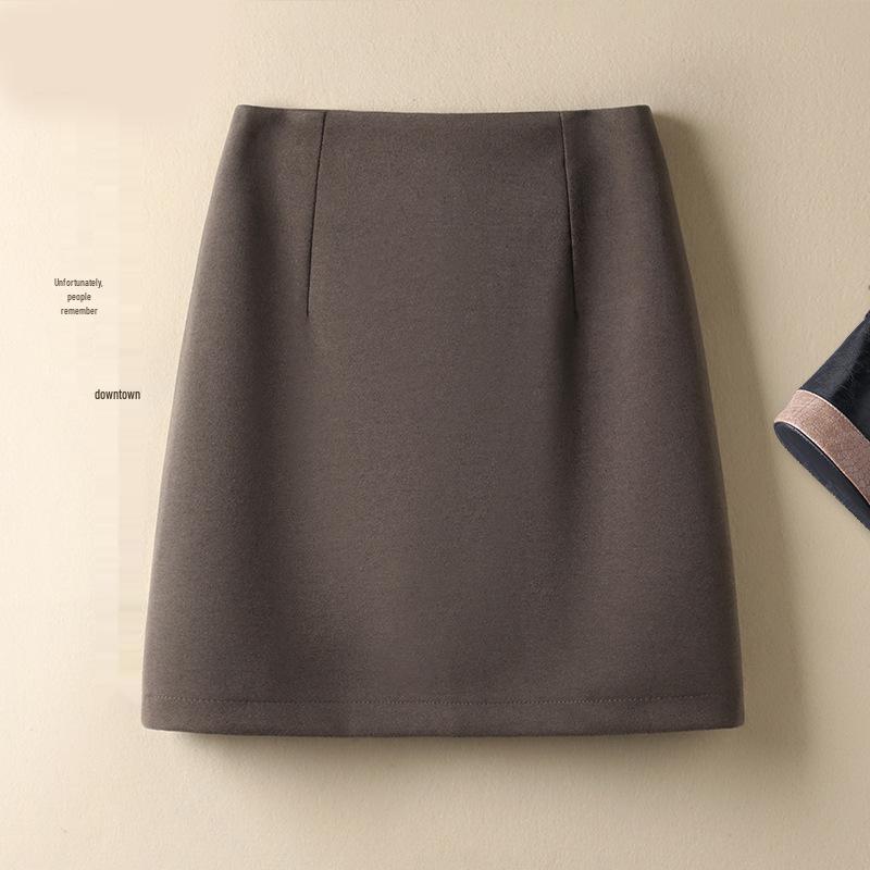 2025 New Women's High Waist Wool A-line Pencil Skirt – Versatile, Slimming, Short Autumn/Winter Skirt