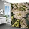 1 st Blommig Duschdraperi - Vit Blomma Digitaltryck, Vattenresistent Polyester, Endast Handtvätt, Inkluderar Krokar