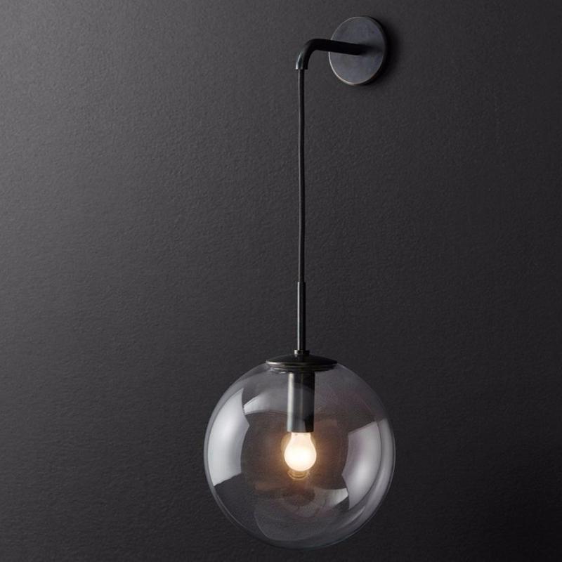Moderne, leichte, luxuriöse Glaskugel-Wandleuchte E27/E26, verstellbar, für Schlafzimmer, Nachttisch, Arbeitszimmer, Hotelzimmer, Loft-Korridor