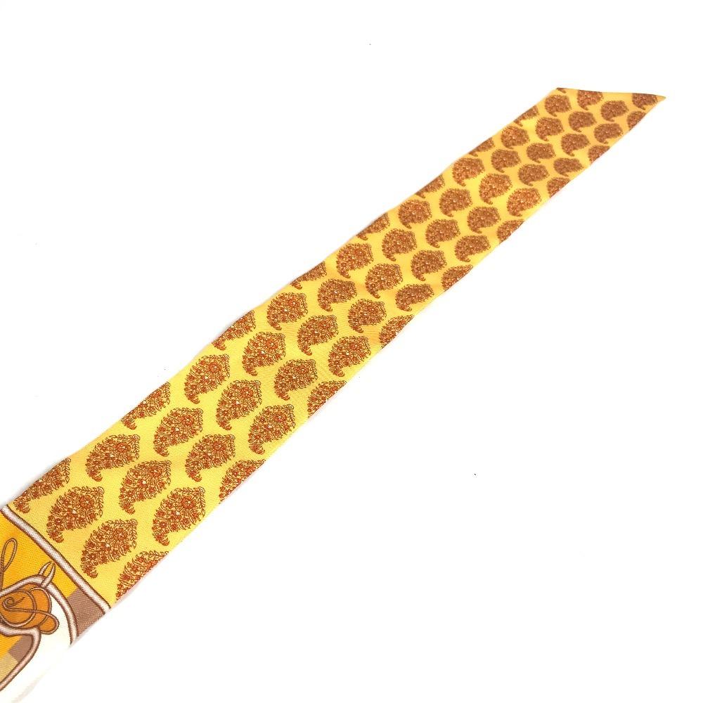 HERMES Horse pattern Twilly Twilly Twilly Scarf silk Orange