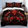 Samurai and Dragon Artwork Bedding Duvet Cover Set  (1*Duvet Cover 2*Pillowcases, Without Duvet Insert)