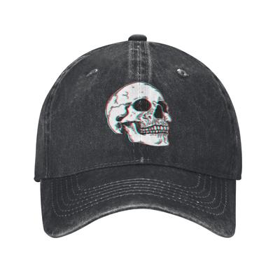 Grunge Czaszka Unisex Czapka Baseballowa Postarzana Czapka z Denimu Moda Outdoor Lato Regulowany Rozmiar Czapka Przeciwsłoneczna