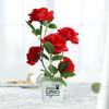 Decorations Plant Artificial Plant Pot Rose Flower Indoor Outdoor Imitation Flower Pot for Home Mini Table Office