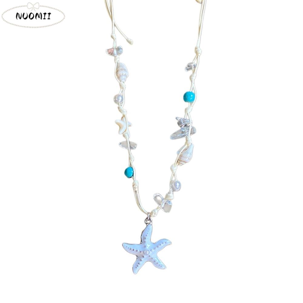 Summer Sea Series Shell Starfish Necklace Pearl Choker Bohemian Shell Necklace Jewelry Ornaments Starfish Beach Neck Chain