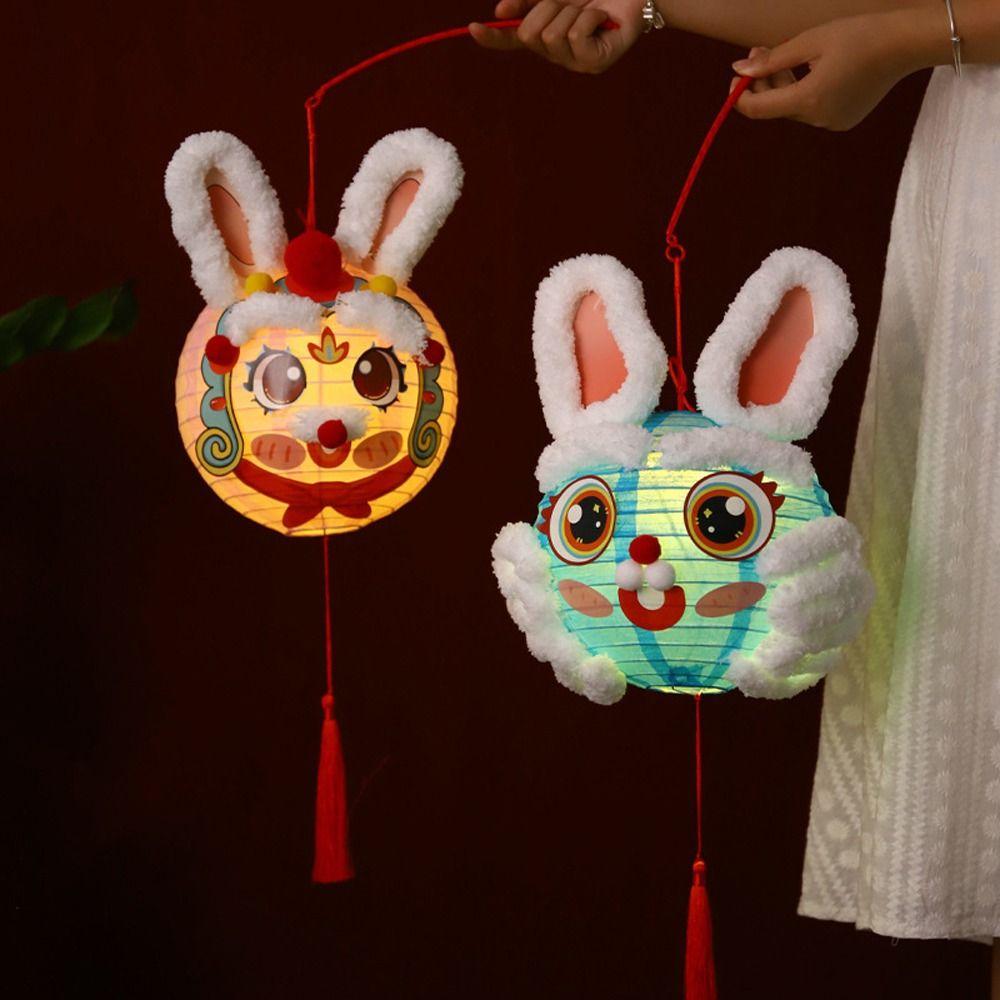 

Traditional Chinese Portable Lantern Rabbit Antique Lantern LED Lantern Toys Kindergarten Style 1