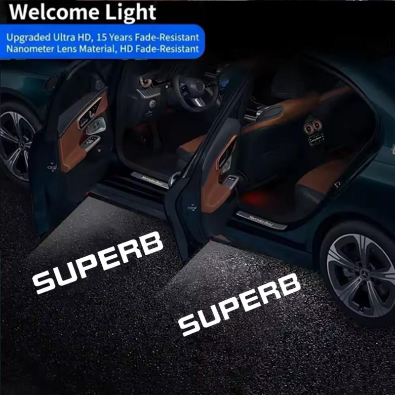 

2Pcs LED Car Door Emblem Light Welcome Lamp Wireless Projector For Skoda Superb 2009 2010 2011 2012 2013-2025 Auto Accessories 4500K
