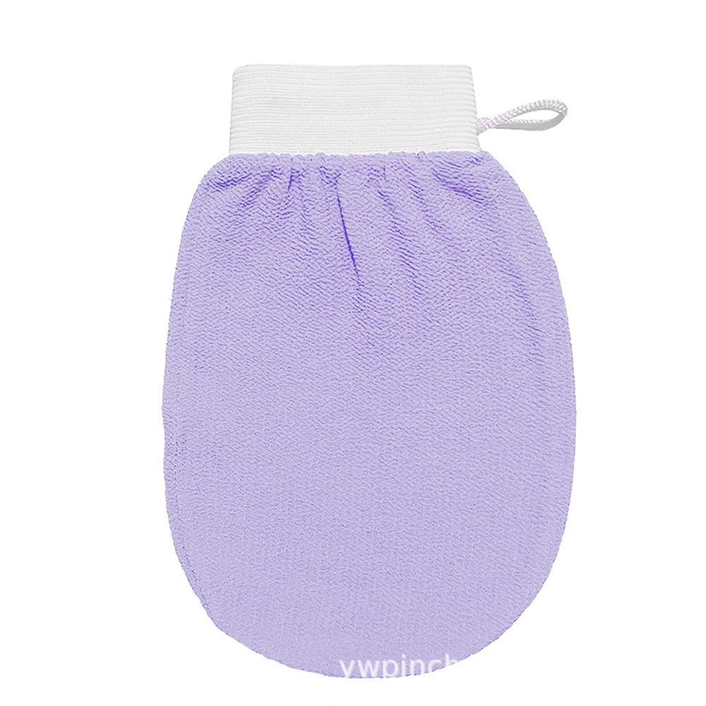 Double-Sided Black Exfoliating Bath Mitt: Medium Fine Grit for Painless Mud Removal & Massage – Essential Shower Scrubbing Tool фиолетовый