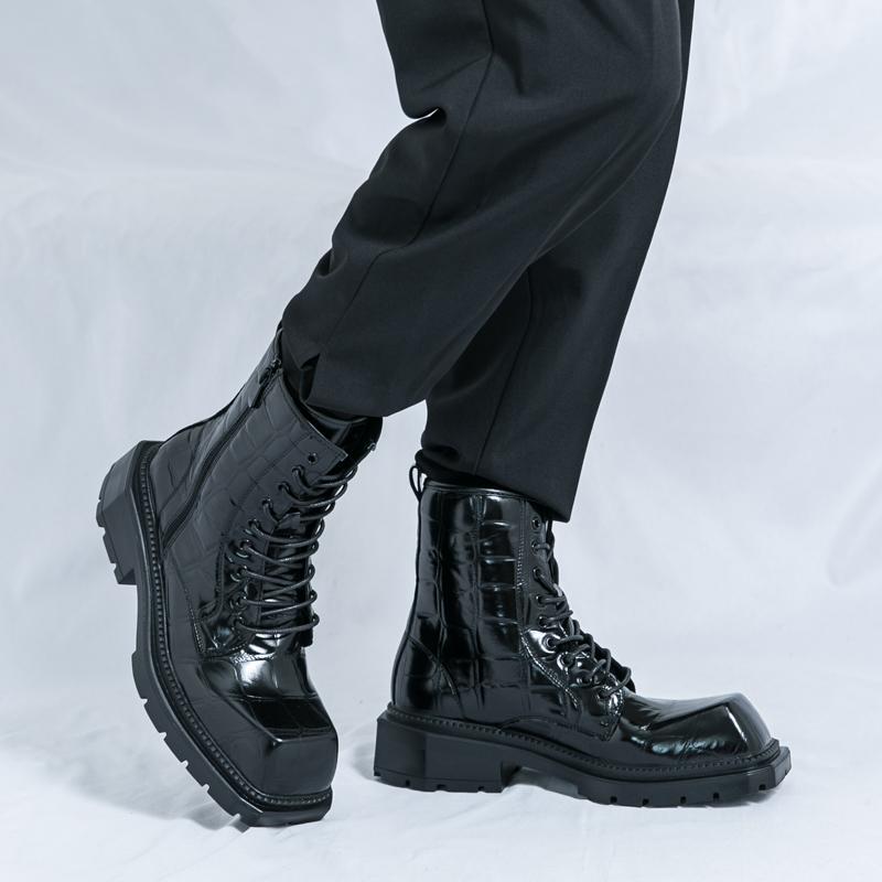 Fashion Thick soled men's high boots Retro British style Leisure outdoor street walking Daily office or business Autumn and winter Shoes