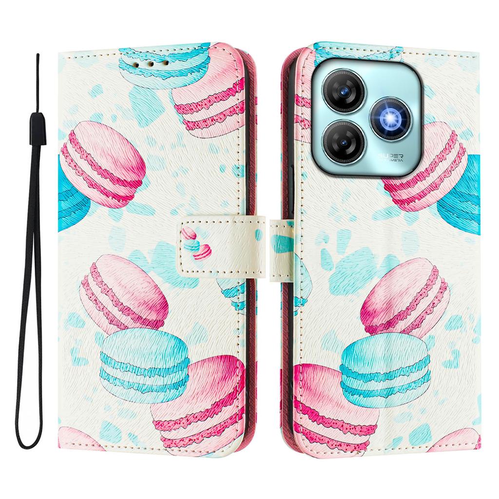 Macaroon Luxury Painted Leather Case Wallet Book Style Cover for ZTE Blade A52,A53,A73,V50 Vita,V40S,V60,A35,A55,A75...