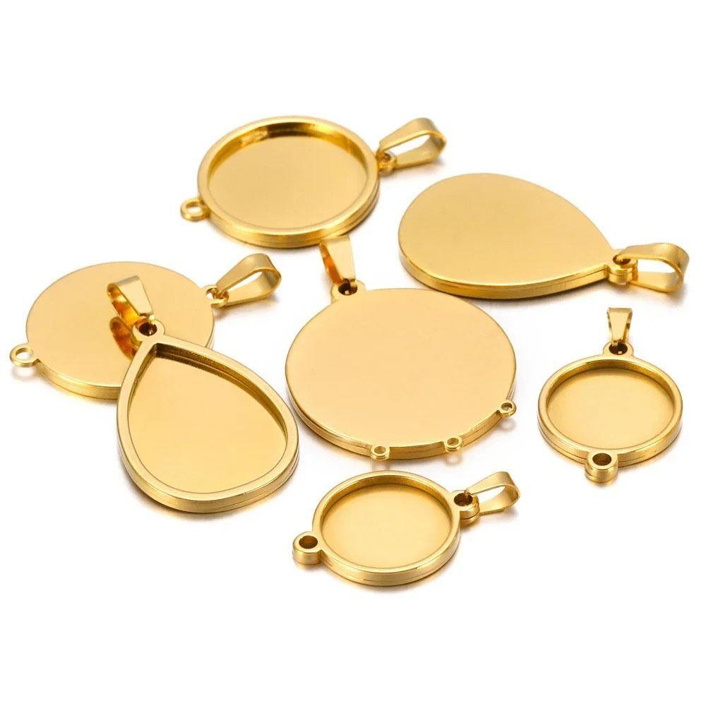 5pcs Blank Pendant Charms Round Blank Pendant Trays Versatile Tray Setting  Jewelry Making