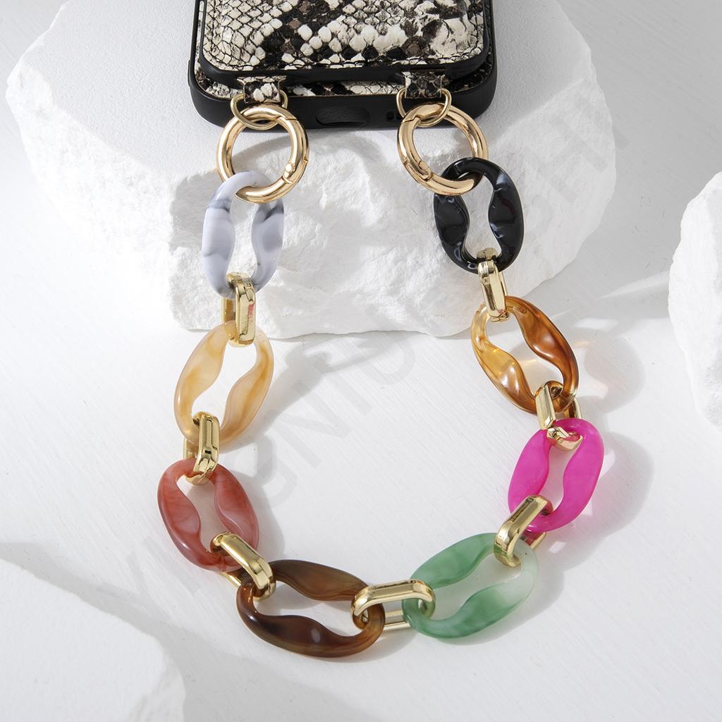 Handmade Colorful Patch Phone Strap Universal Acrylic Lanyard with Chunky Mobile Phone Charm Accessories Chain
