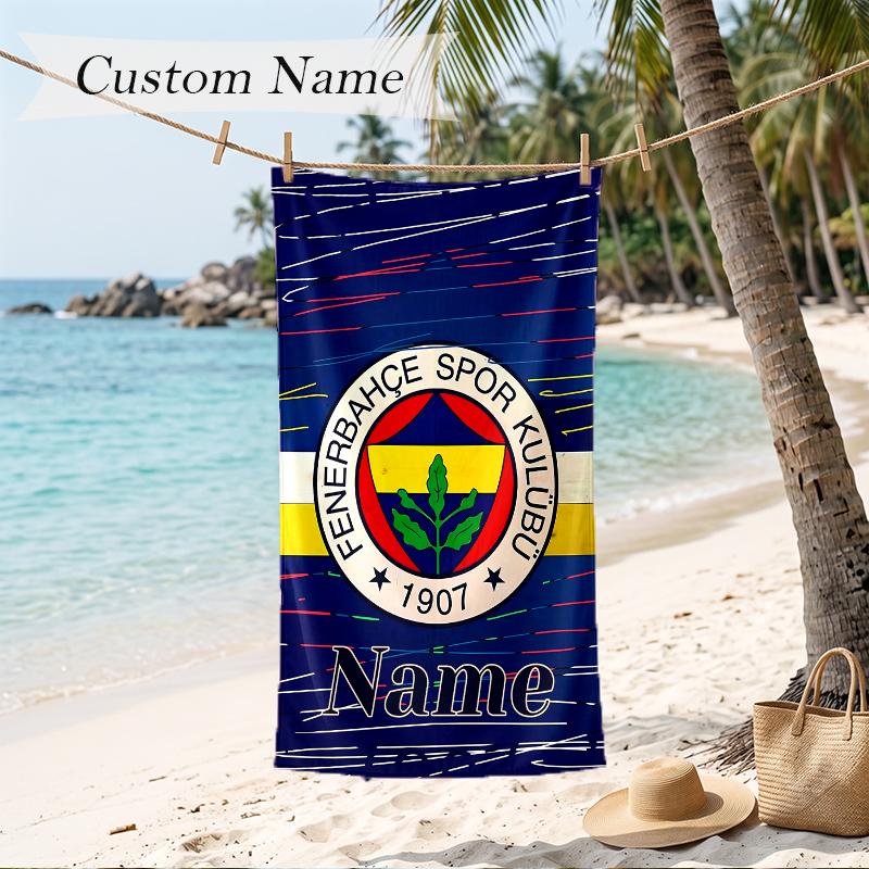 Fenerbahce SK Asciugamano da Spiaggia Stampato con Nome Personalizzato Asciugamano Morbido Personalizzato per Nuoto Spiaggia Viaggio