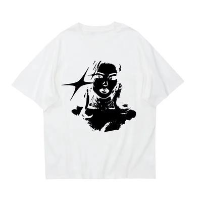 2025 Summer Harajuku Hip Hop Print Punk Y2K Cotton T-shirt Streetwear Top Hip Hop Short Sleeve T-shirt Women's Clothing
