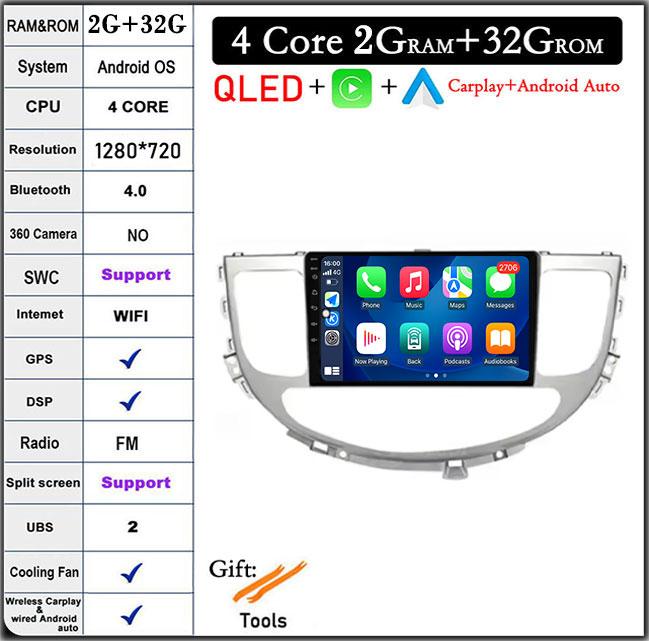 For Hyundai Rohens Genesis 2008-2013 GPS Navi WiFi Android 14 Intelligent System Car Video Multimedia Player GPS DSP Stereo