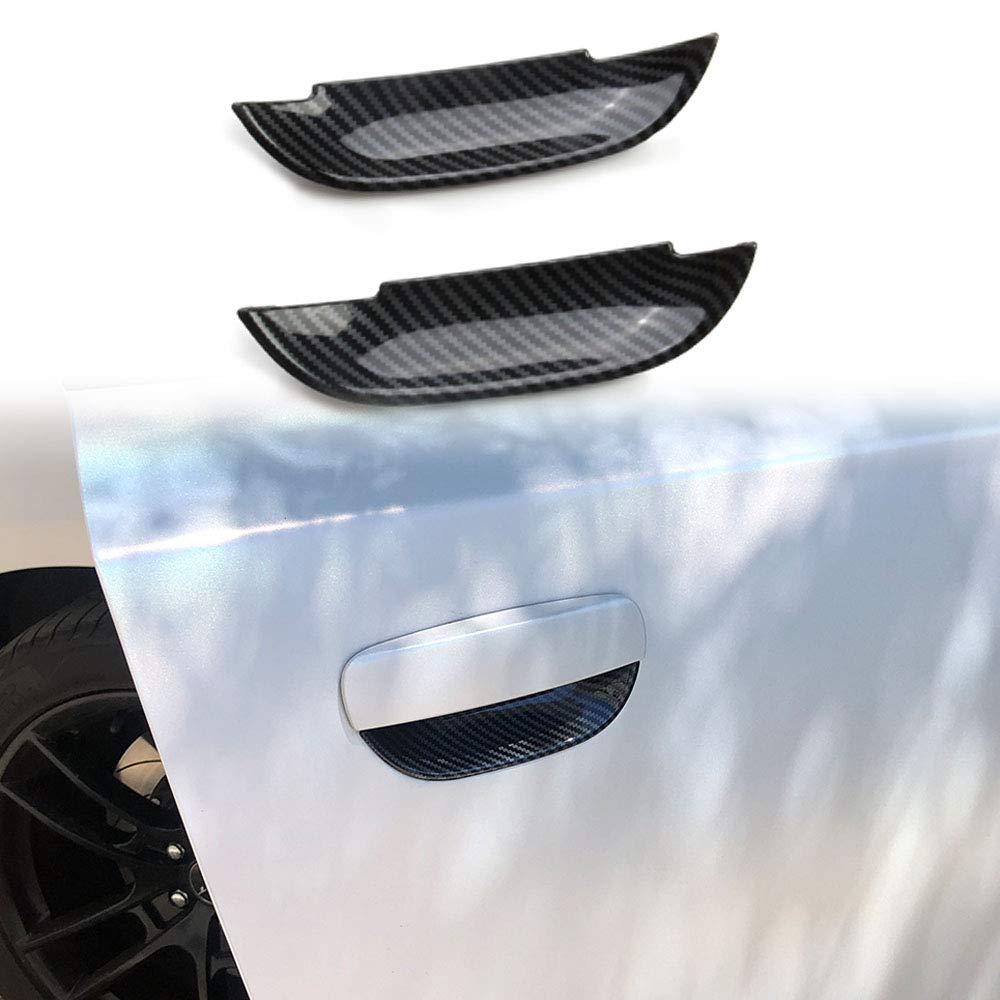 Jstotrim Carbon Fiber Door Handle Bowl Cover Trim Decal Bezel for Dodge Challenger 2015+