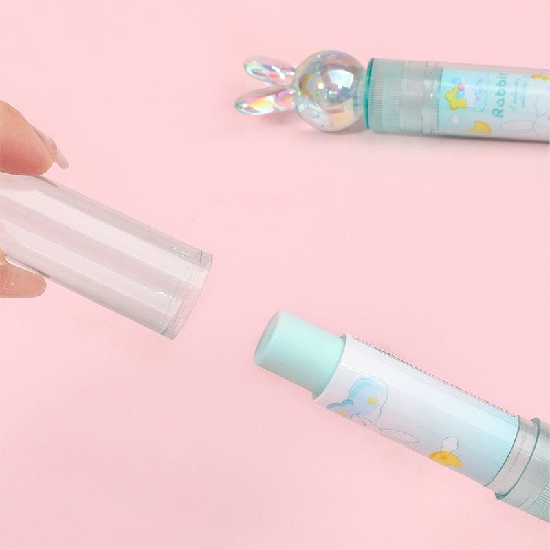 1 kus roztomilý kawaii krystalový králík rtěnka guma papírnictví školní kancelářské potřeby kreativní novinka tužka guma novinka hezká