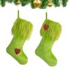 Vánoce 2025 Zelená dárková taška Potřeby pro domácí párty Řemeslné výrobky Ozdoba na vánoční stromek Sametové ponožky DIY Festivalové dekorace