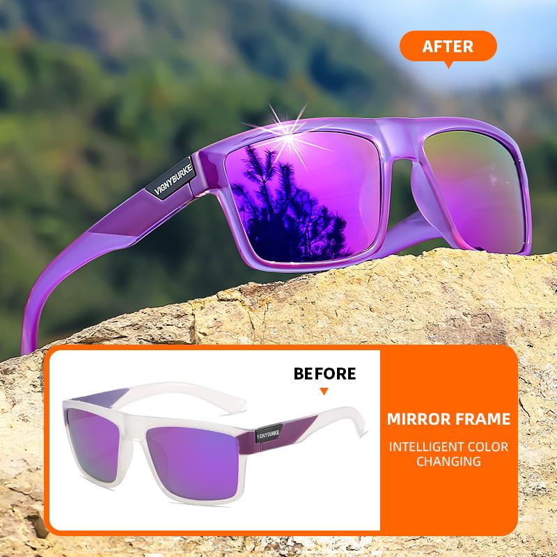 

Classic Square Frame Sunglasses, UV400 Protection, Novel Photochromic Frame for Men And Women фиолетовый