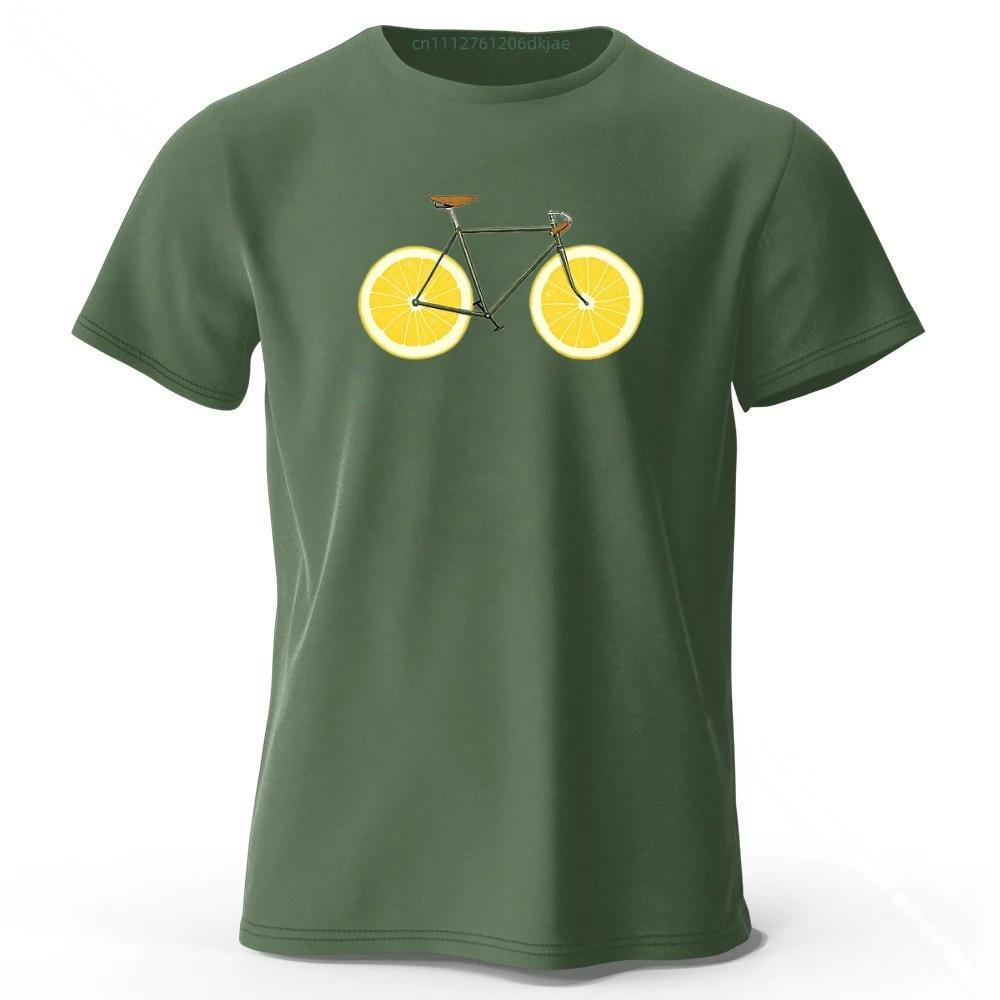T-shirt Nuova Estiva Fresca Limone Bicicletta Puro Cotone 2026 Uomo Tempo Libero e Intrattenimento T-shirt Stampata Taglia Grande Ampia Top Sportivo
