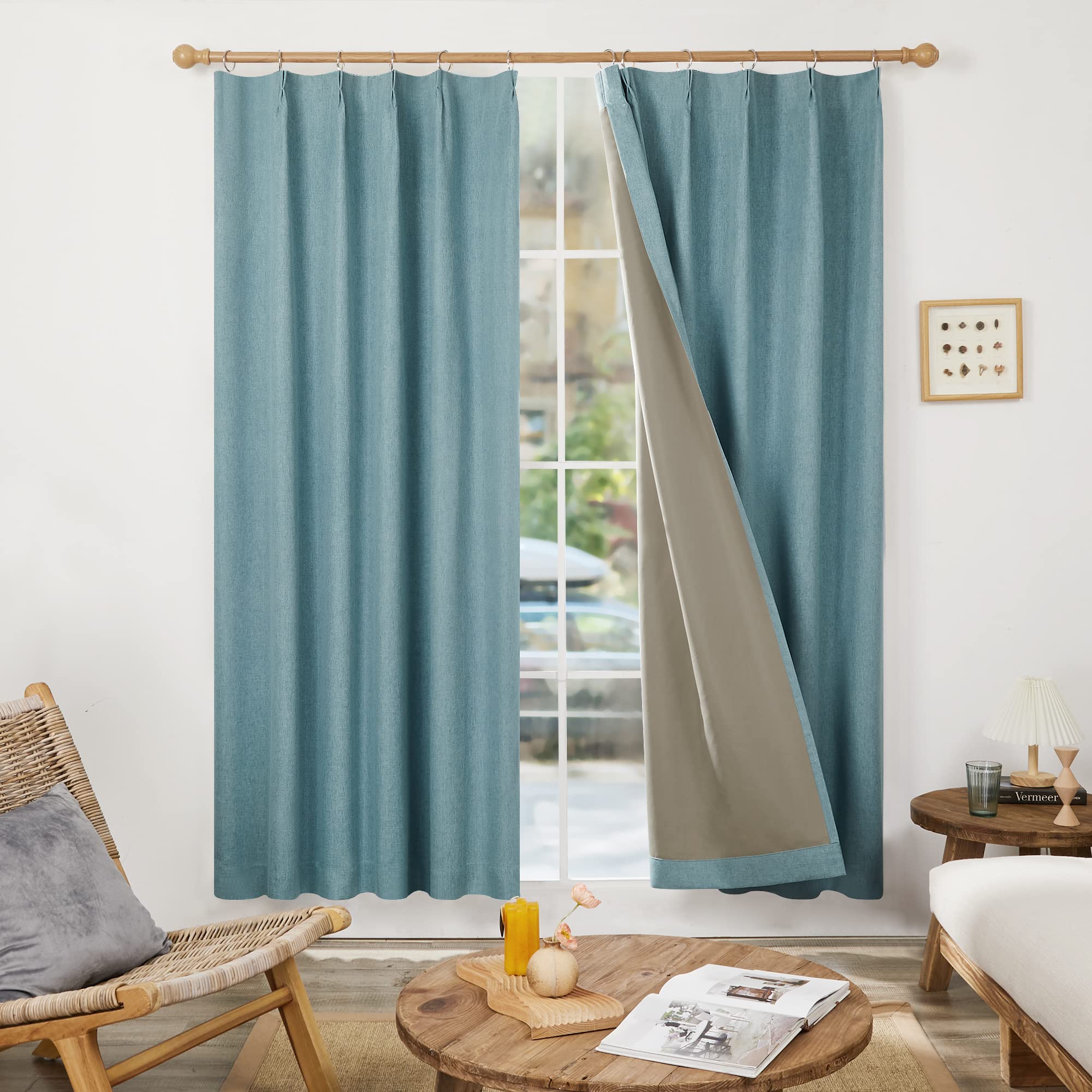 

Deconovo Grade 1 Blackout Complete 100cm Wide x 178cm Rin Net Day Night Set of Curtains, Blackout, Long, Fabric, Thick, Energy-Saving, & Privacy, 2,