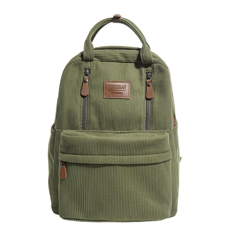 Women's Large Capacity Backpack Corduroy Student Schoolbag