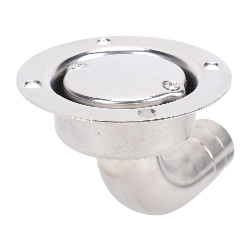 Boat Bend Floor Drain 3 Inch Stainless Steel Round Shape 90 degrees Marine Deck Drain Scupper with Filter 1 Inch