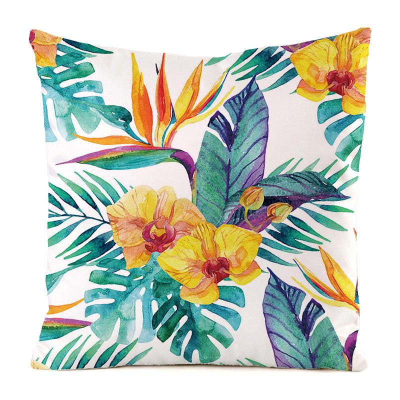 Nordic tropical style flowers Digital printing short plush pillow covers for car sofa office cushion cover home goods