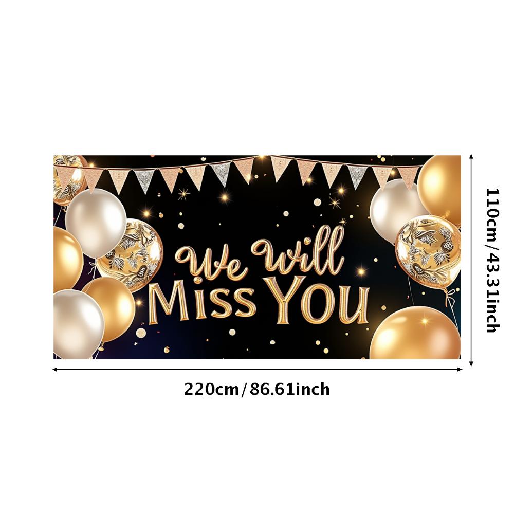 Goodbye Decor Confetti Background Farewell Banner Black Background We Will Miss You Sign for Office Decoration Indoor Decoration