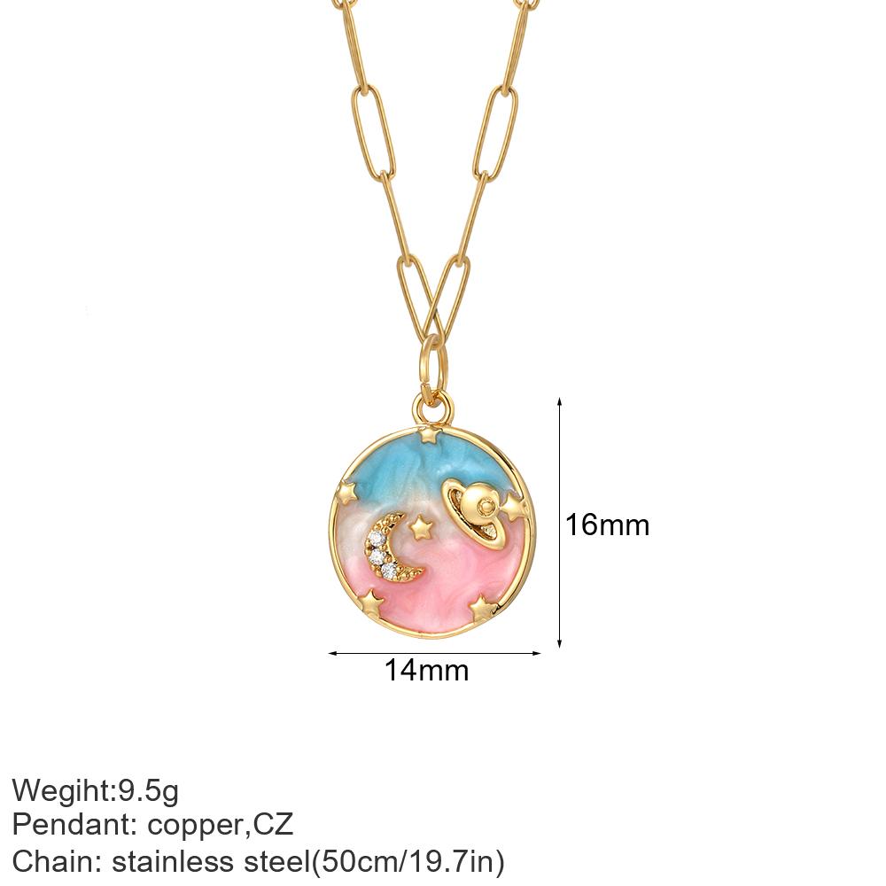 Evil Blue Eye Necklace for Women Cute Heart Boho Moon Star Pendant Gold Color Long Stainless Steel Chain Collars Fashion Choker