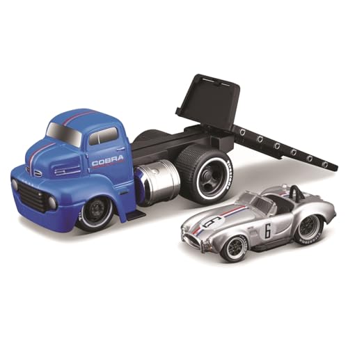 

Maisto 1/64 Scale Muscle Machines Muscle Transporter Diecast Model Car (1950 Ford COE Flatbed/1964 Shelby Cobra - Silver/Blue 11548)