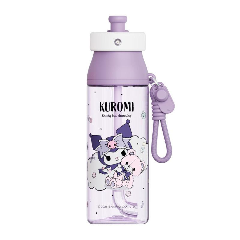 X&W Sanrio 500ml Straw Cups Cartoon Kuromi Hello Kitty Spray Water Bottle Summer Portable Outdoor Drinking Cup Kids Beverage Cup