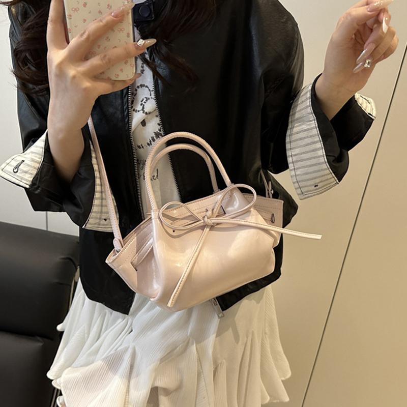 Yogodlns Women's Candy Color Bow Decor Summer Casual Crossbody Bag with Adjustable Strap ,Versatile PU Leather Small Shoulder Bag for Daily Use