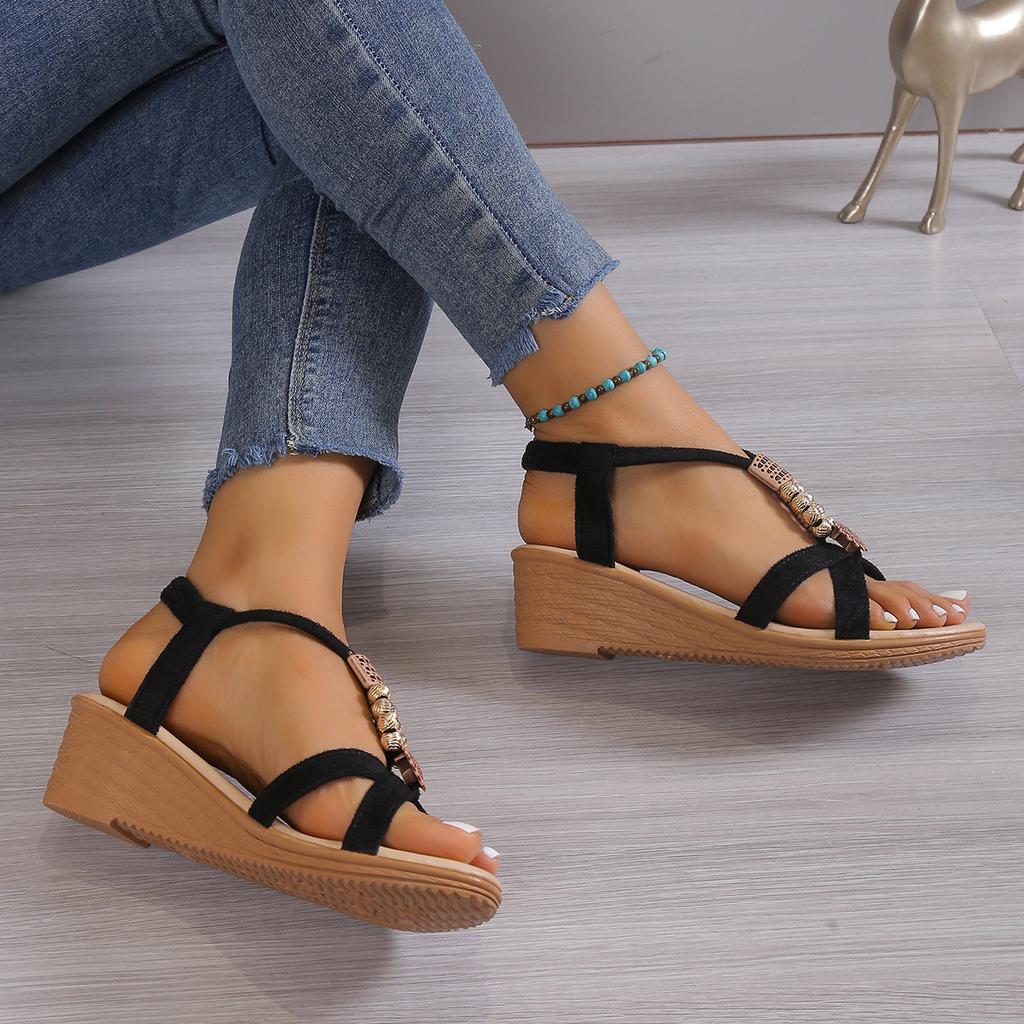 Wedge Sandals for Women Summer  Comfortable Non Slip Beach Shoes Woman PU Leather Platform Roman Sandalias Mujer