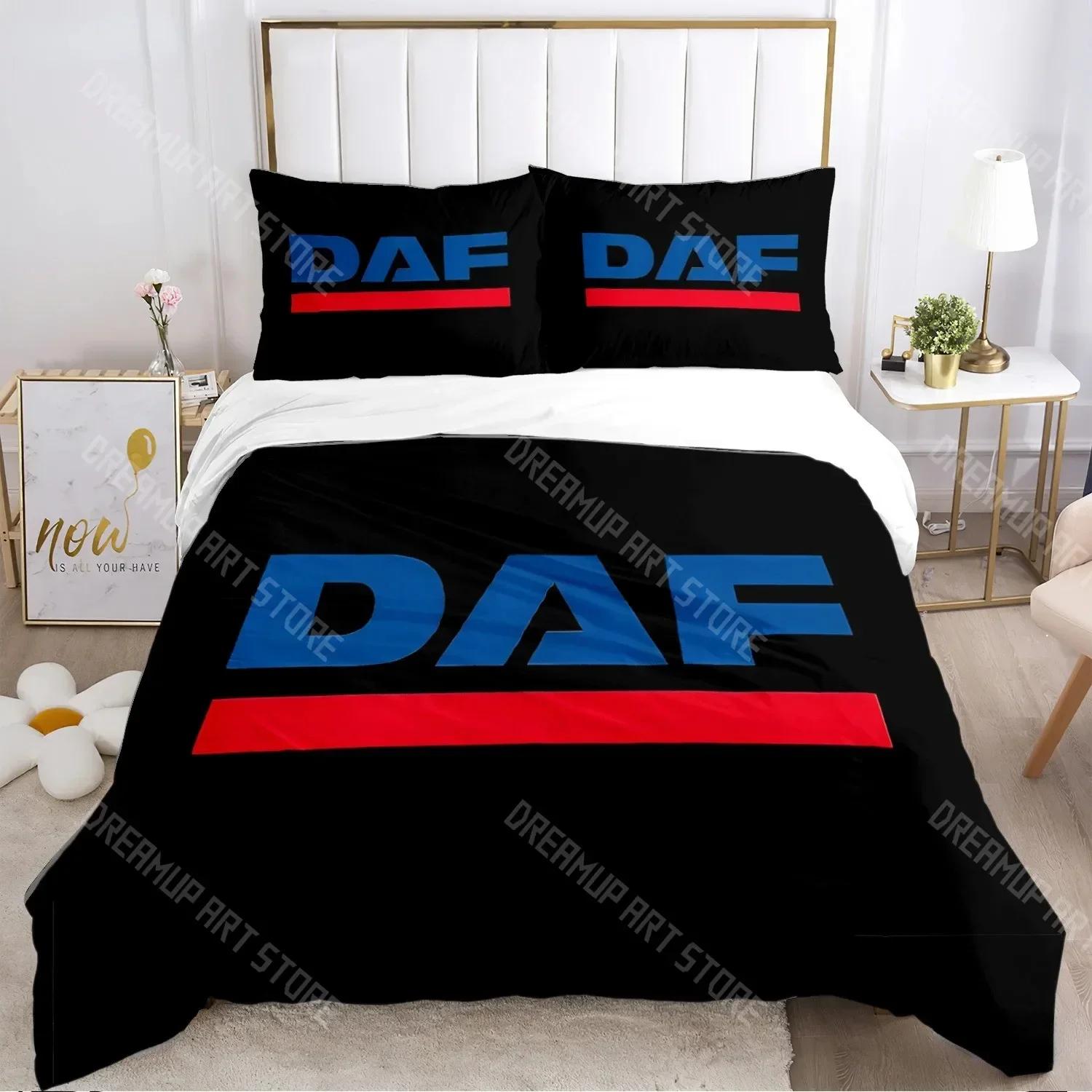 3D Print DAF Truck Logo Duvet Cover Cartoon Comforter Bedding set Soft Quilt Cover and Pillowcases for Teens Boy Single Double 135x200cm