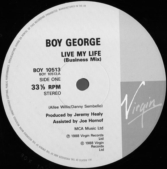 

12-дюймовая пластинка BOY GEORGE, MC CYNDEE - Живи моей жизнью (Бизнес Микс) BOY10513 Virgin 1988 UK Танцевальная и Электронная Б/У