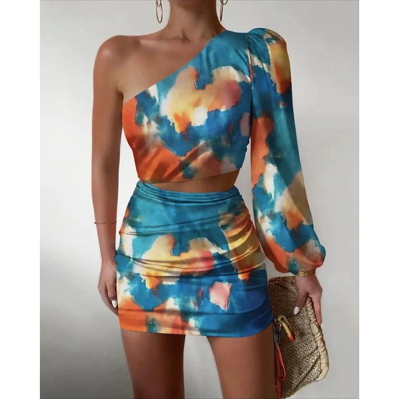 JKASHDK Women s Fashion Spring Fall Leopard Print Long Sleeve Oblique Collar High Waist Casual Dresses XL