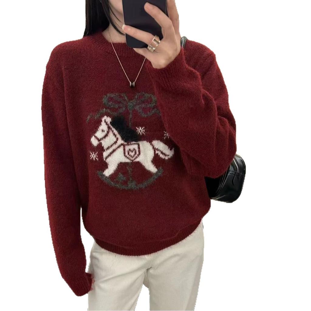 Women Autumn Winter Loose Knitted Sweater Soft Warm Long Sleeve Solid Color Casual Oversized Pullover Daily Streetwear Tops