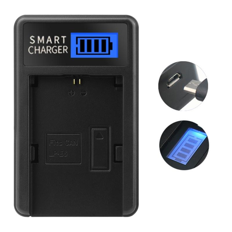 Rapid LP-E6 LCD USB Battery Charger for  EOS 5D Mark II, EOS 5D Mark III Camera Stay Powered for Travel