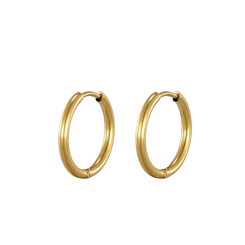 Glossy Stainless Steel Hoop Earrings For Women Men Hip Hop Steapunk Round Oval Heart Black Gold Silver Color Huggie Jewelry Gift
