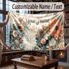 Floral Garden Theme Throw Blanket Custom Name Text Personalized Blanket Soft Cozy Blanket for Home Sofa Bed