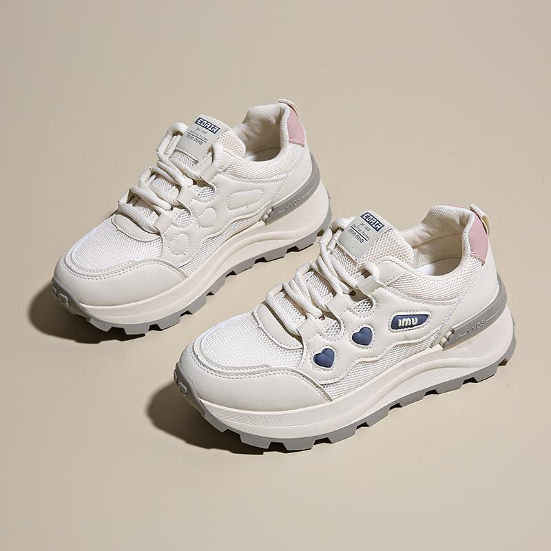 Fashion CRLAYDK Chunky Sneaker for Women Platform Tennis Fashion White Dad Shoes Mesh Breathable Casual Lace Up Walking Sport Trainers