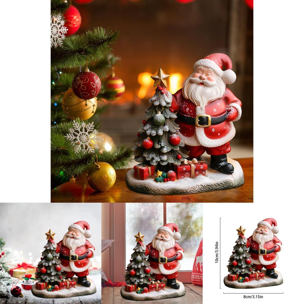 Figurina in Resina di Babbo Natale e Albero di Natale Decorazione per la Casa Regalo per le Festività di Halloween