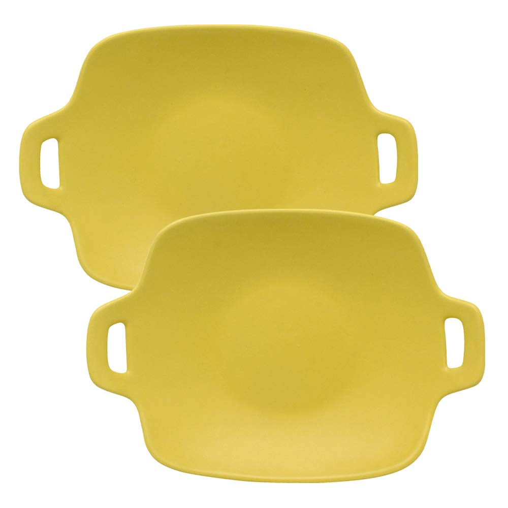 East Tableware Ovenware Cookware Set of 2 Yellow Platters, Serving Plates, Dinner Plates, Gratin Dish, Grill Plate (Yellow)