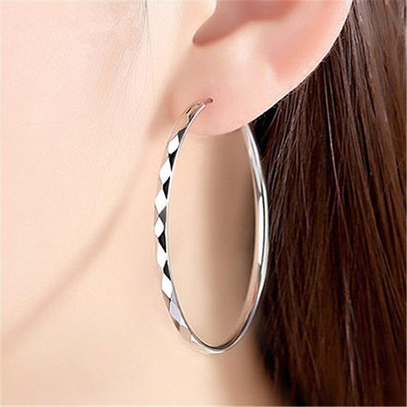 Fashion 925 Sterling Silver Earrings Round 5ccm Big Earrings for Women Charm Jewelry Gift