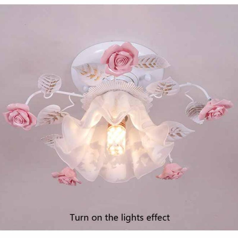 Japanese Pastoral Ceiling Lights Rose Wrought Iron Flower Lamp Porch Aisle Mount Ceiling Lamps Kitchen Home Lighting 110-265V