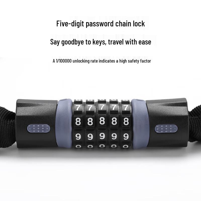 Lishi Carbon Steel 5-Digit Password Bicycle Chain Lock