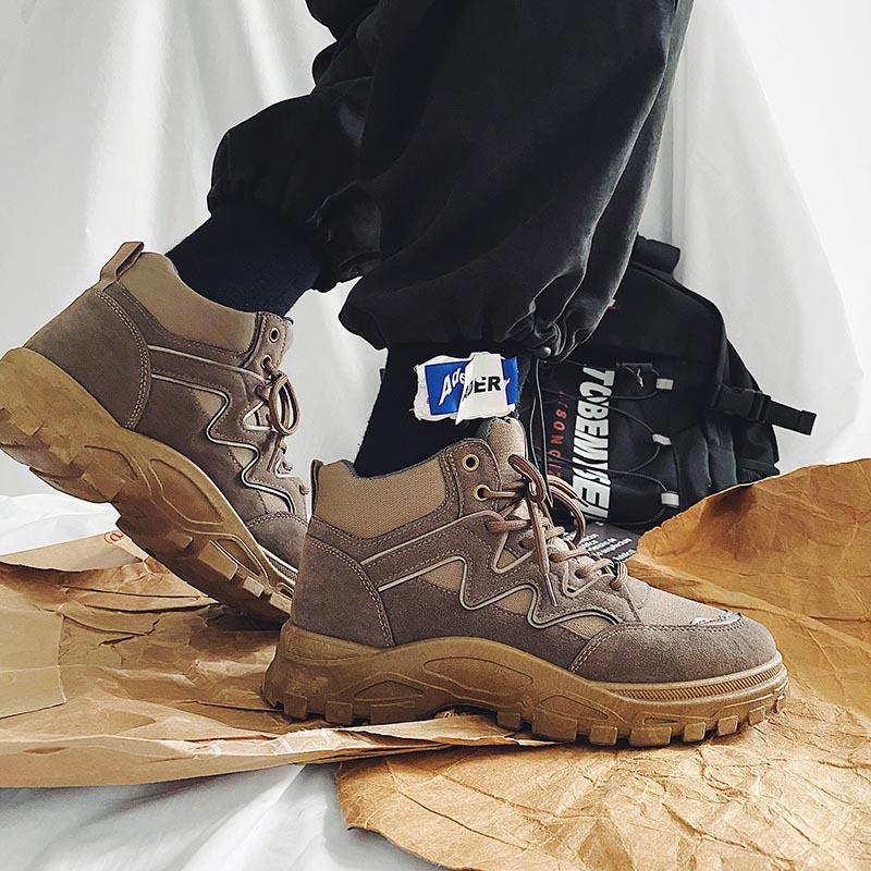 

Осенние новые ботинки Мартин с высоким берцем, мужские рабочие ботинки, универсальные ботинки-дезерты, модные мужские ботинки 44 темно-коричневого