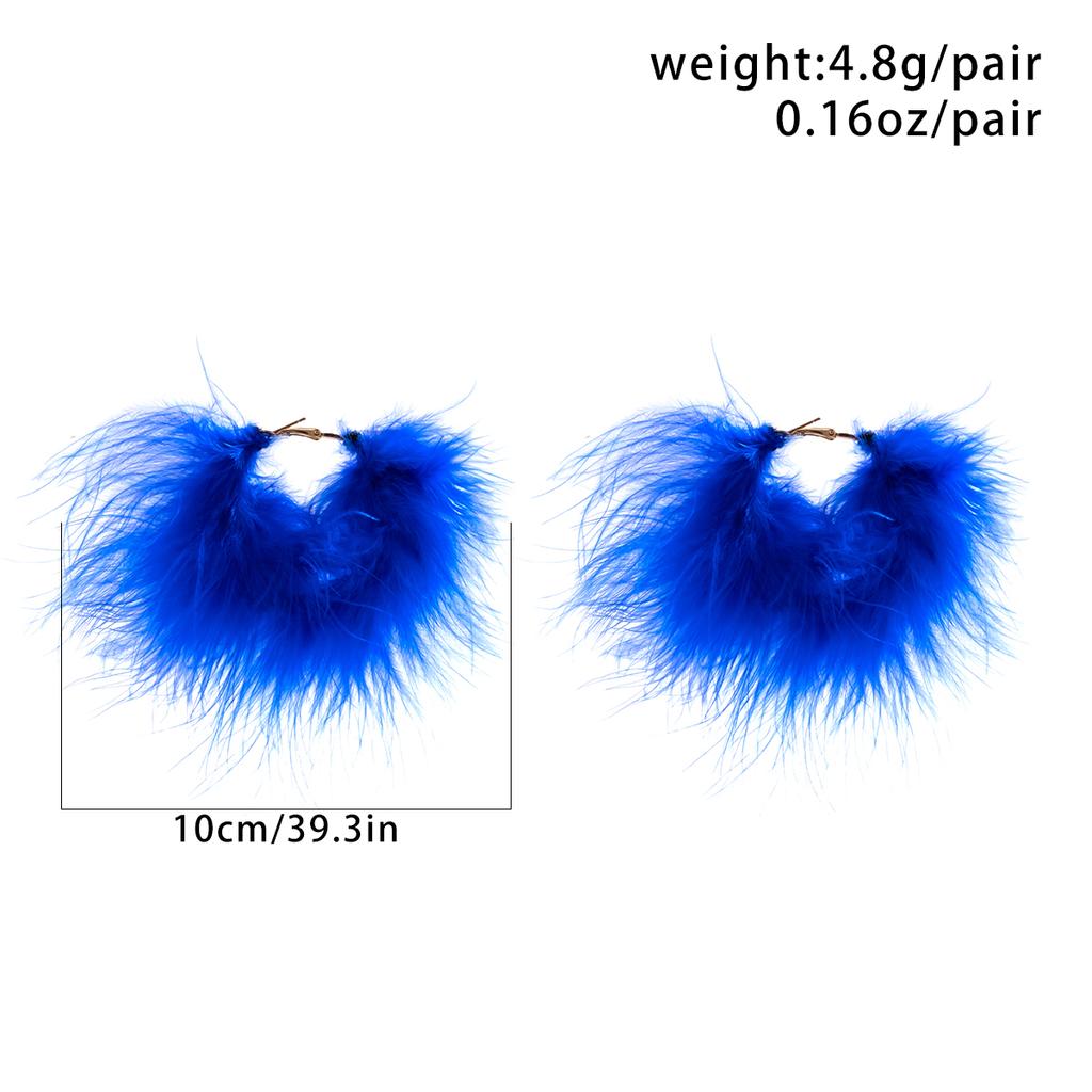 Exaggerated Big Circle with Fluffy Feathers Hoop Earrings for Women Trendy Ladies Wedding Large Earrings 2026 Fashion Jewelry